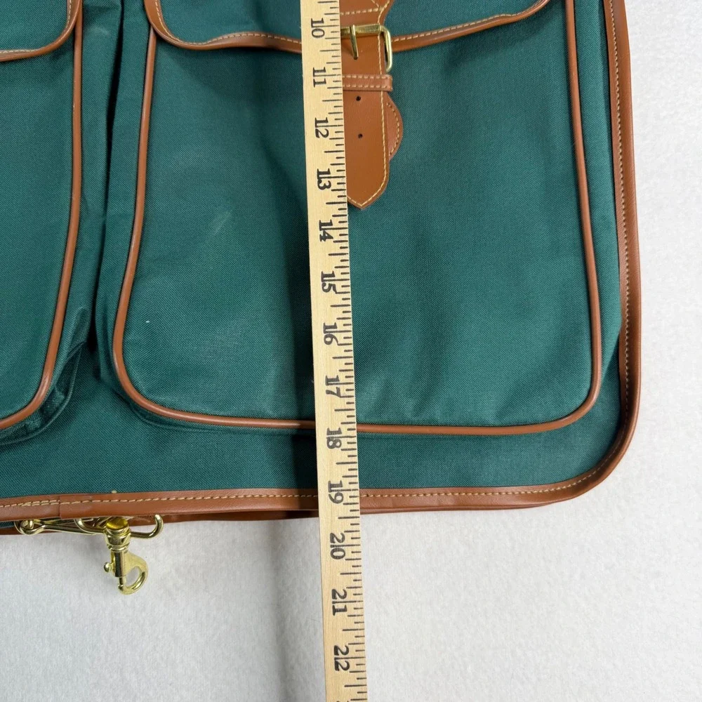 Polo Ralph Lauren Green Canvas Leather Trim Garment Bag Suit Carrier Travel Bag